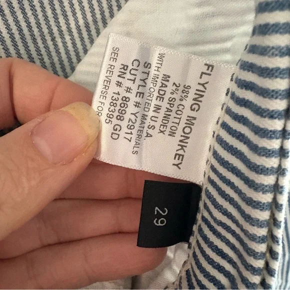 Flying Monkey Wide Leg Railroad Striped Cropped Jeans size 29 - Picture 5 of 5